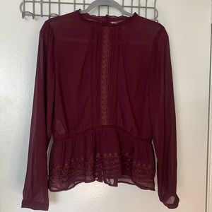 Forever 21 ruffle blouse. Deep red color. Burgundy.